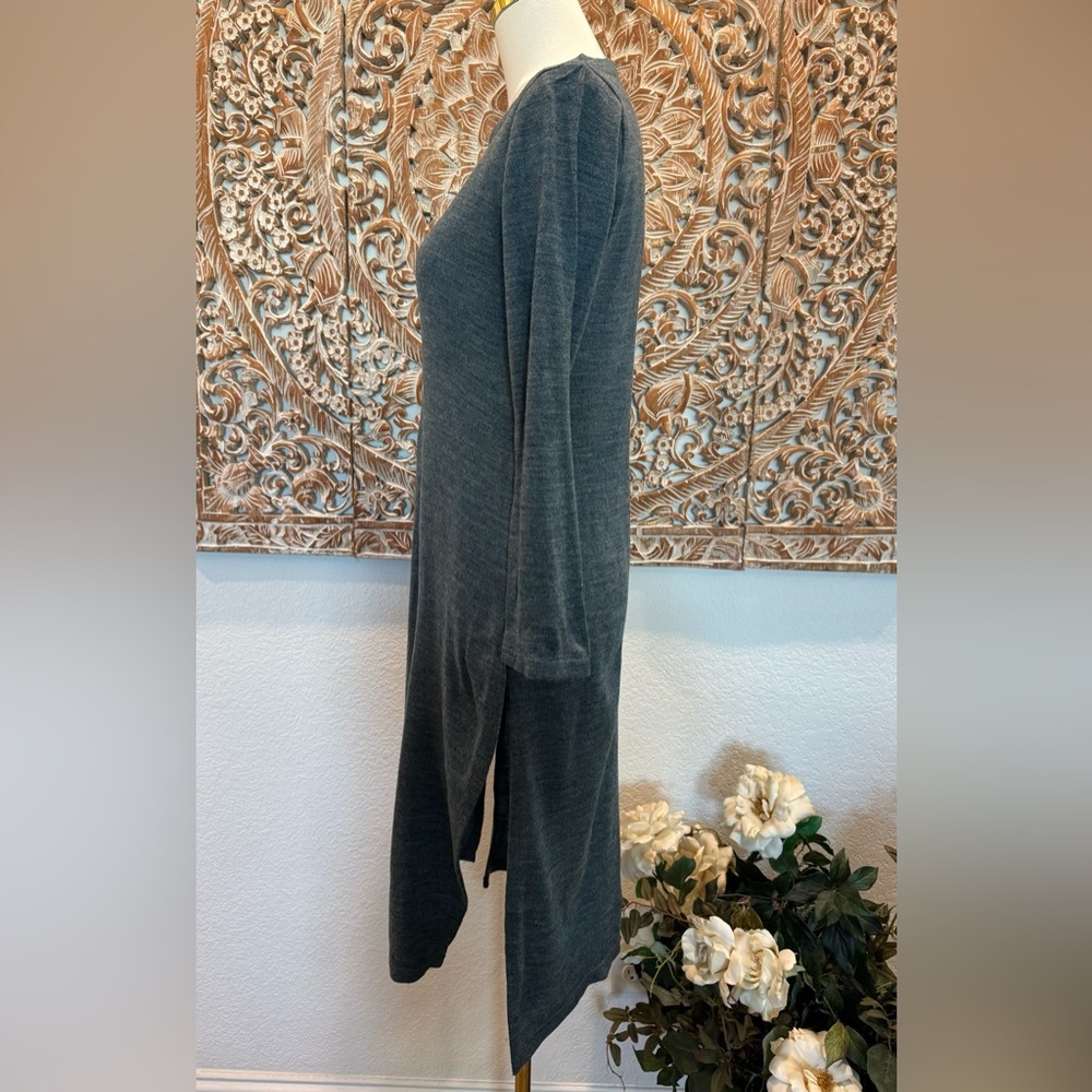 Aurelia Steel Blue Floral Embroidered Back Bohemian Warm Midi Sweater Dress - Picture 9 of 16